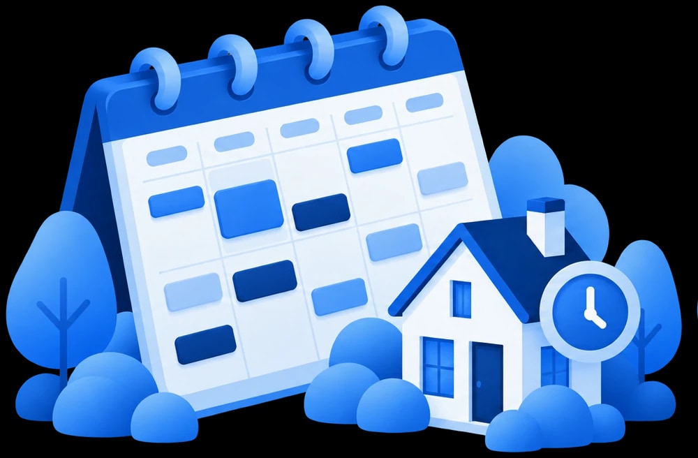Illustratie van een weekagenda met afspraken naast een huis